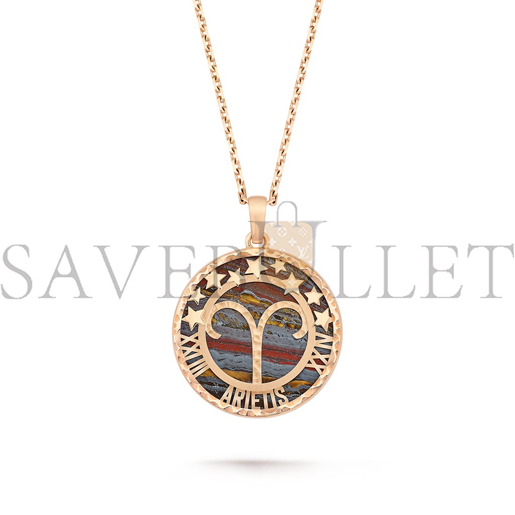 VAN CLEEF ARPELS ZODIAQUE LONG NECKLACE ARIETIS (ARIES) - ROSE GOLD, IRON EYE  VCARP9R800